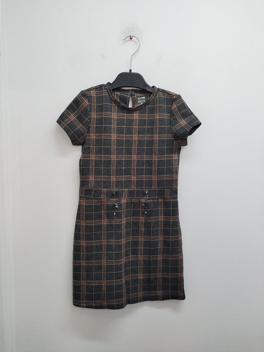 Robe d'hiver manches courtes Kiabi grise à carreaux Taille 8 Ans
