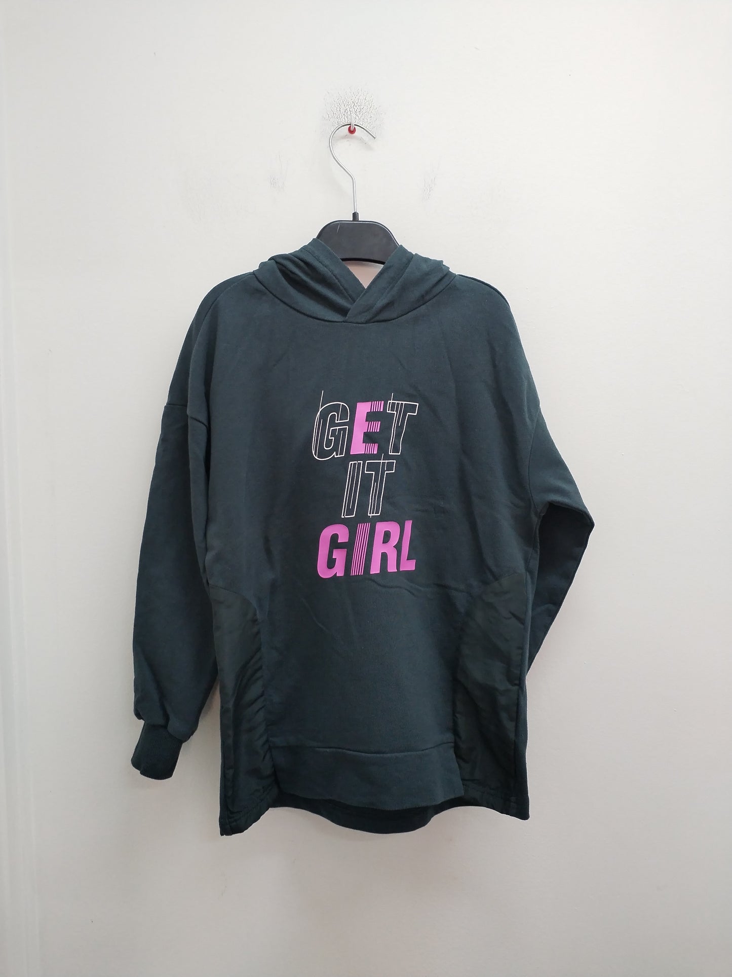 Sweat à capuche Pocopiano gris avec impression Taille 11 Ans