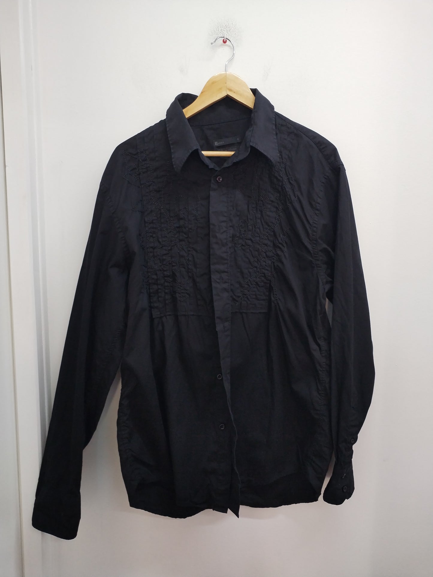 Chemise plissée avec motifs Jules noire Taille XL