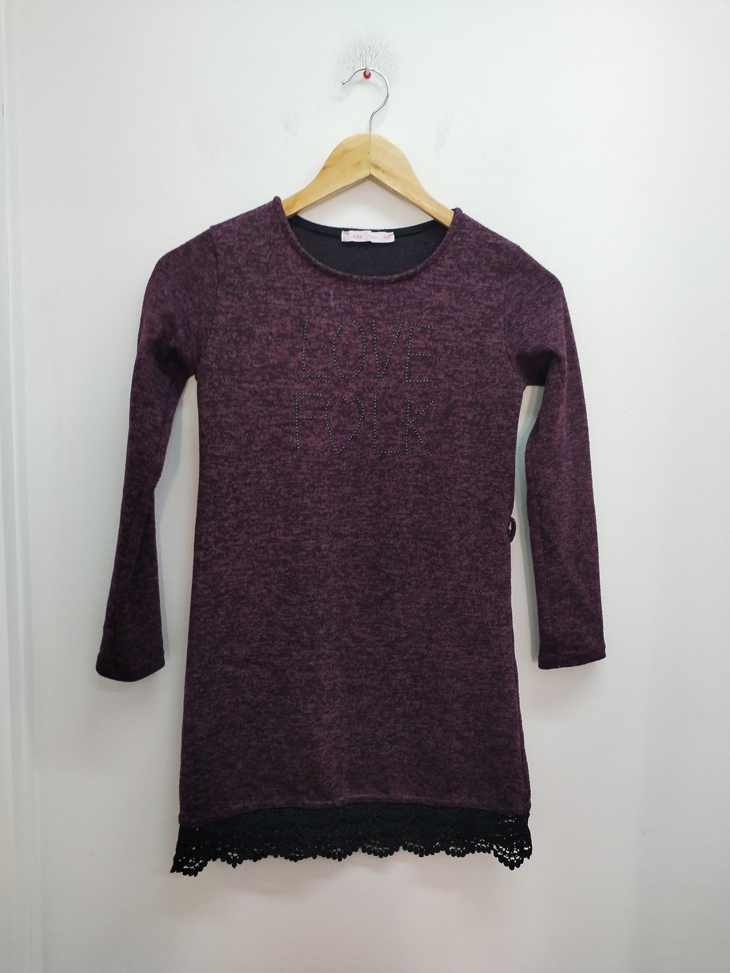 Robe pull manches longues Gémo Kids bordeaux chinée Taille 10 Ans