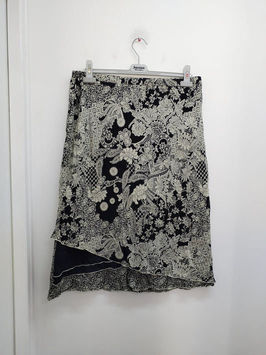 Jupe longue Lisa Chesnay noire et beige à motifs Taille 44