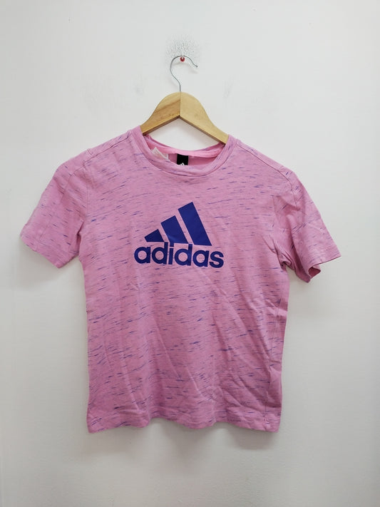 T-shirt Adidas rose chiné Taille 9/10 Ans