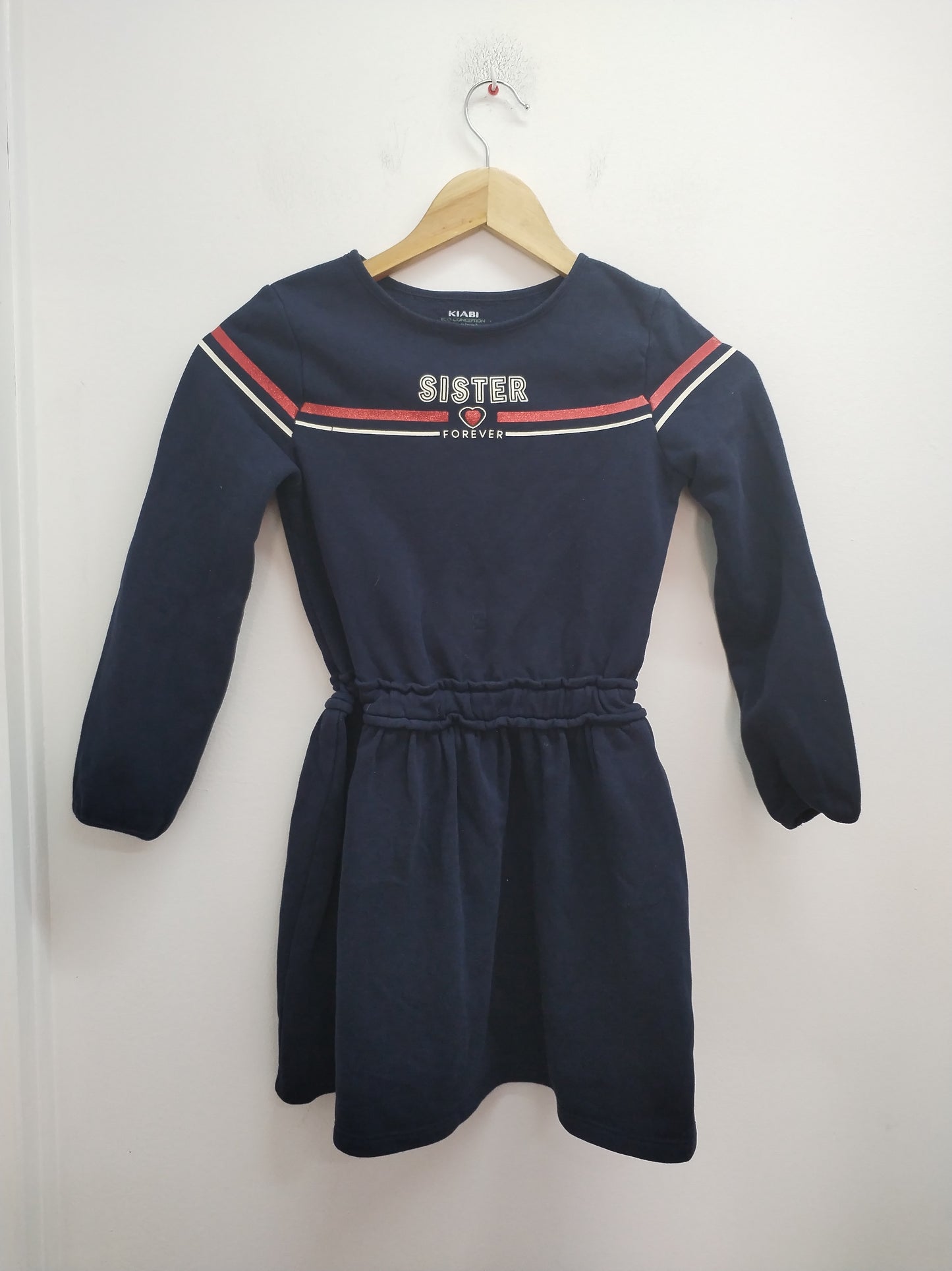 Robe manches longues Kiabi bleue marine avec impression Taille 8 Ans