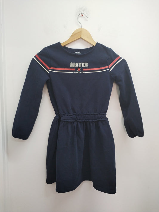 Robe manches longues Kiabi bleue marine avec impression Taille 8 Ans