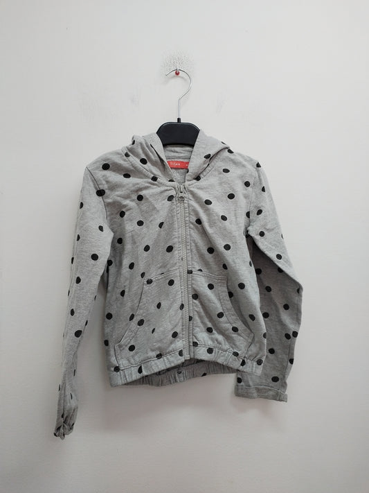 Sweat zippé à capuche Tissaia gris à pois Taille 6 Ans