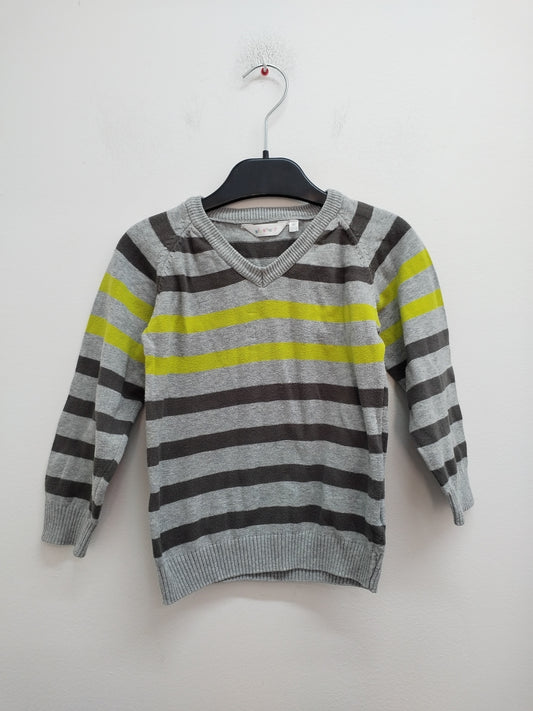 Pull fin Kid Kanaï rayé gris et vert Taille 4 Ans