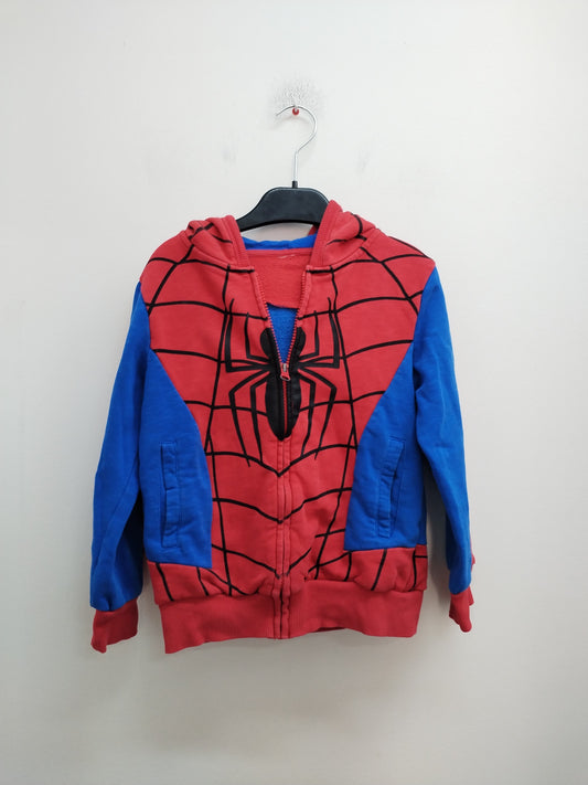Sweat zippé à capuche Spiderman rouge et bleu Taille 8 Ans