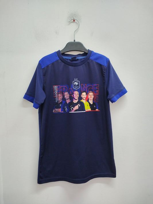 T-shirt équipe de France bleu avec impression Taille 12 Ans