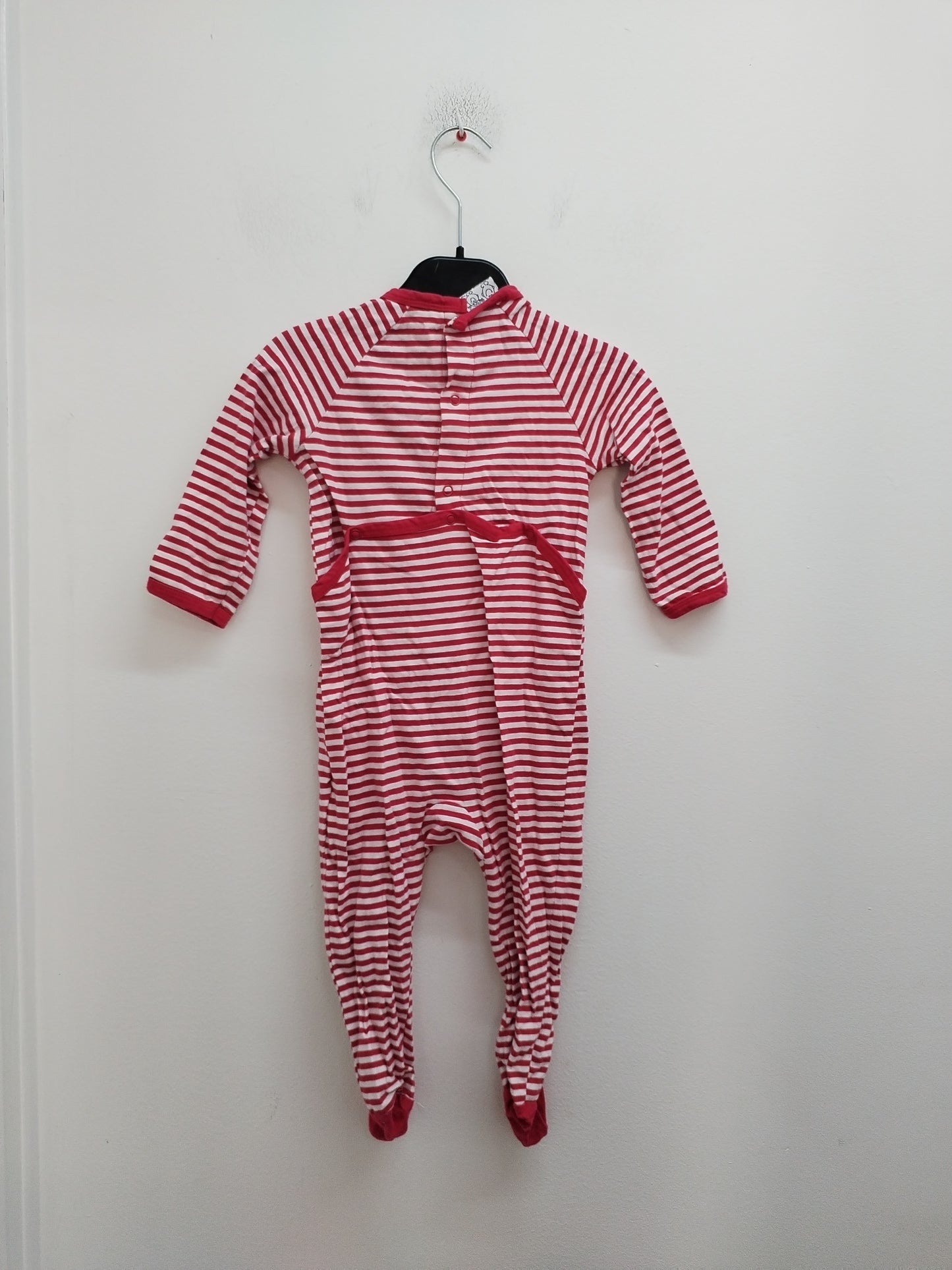 Pyjama Monsieur Madame rayé rouge et blanc avec impression Taille 18 Mois