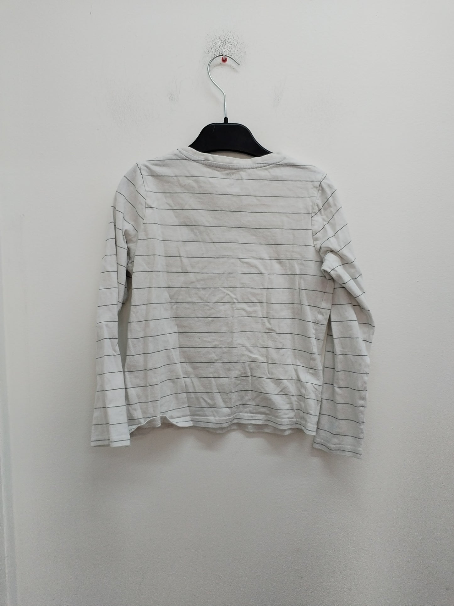 T-shirt manches longues Kiabi blanc rayé avec impression Taille 8 Ans