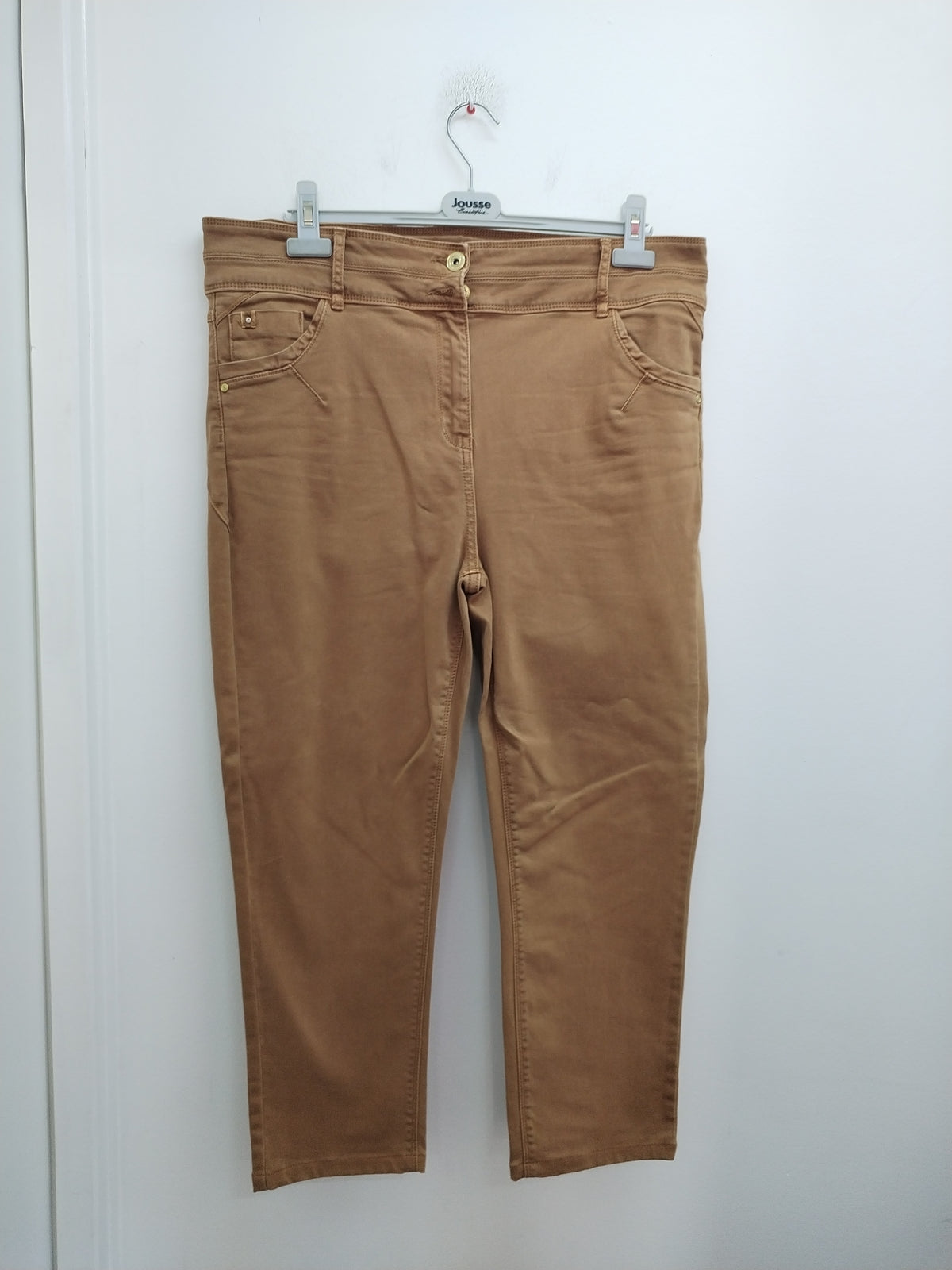 Jeans Raccourci Taille Haute Grain de Malice marron clair Taille 48