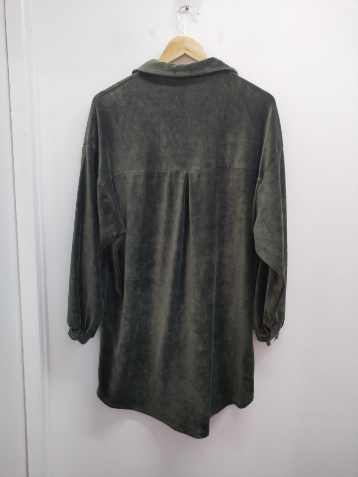 Robe chemise manches longues en velours kaki Taille XL