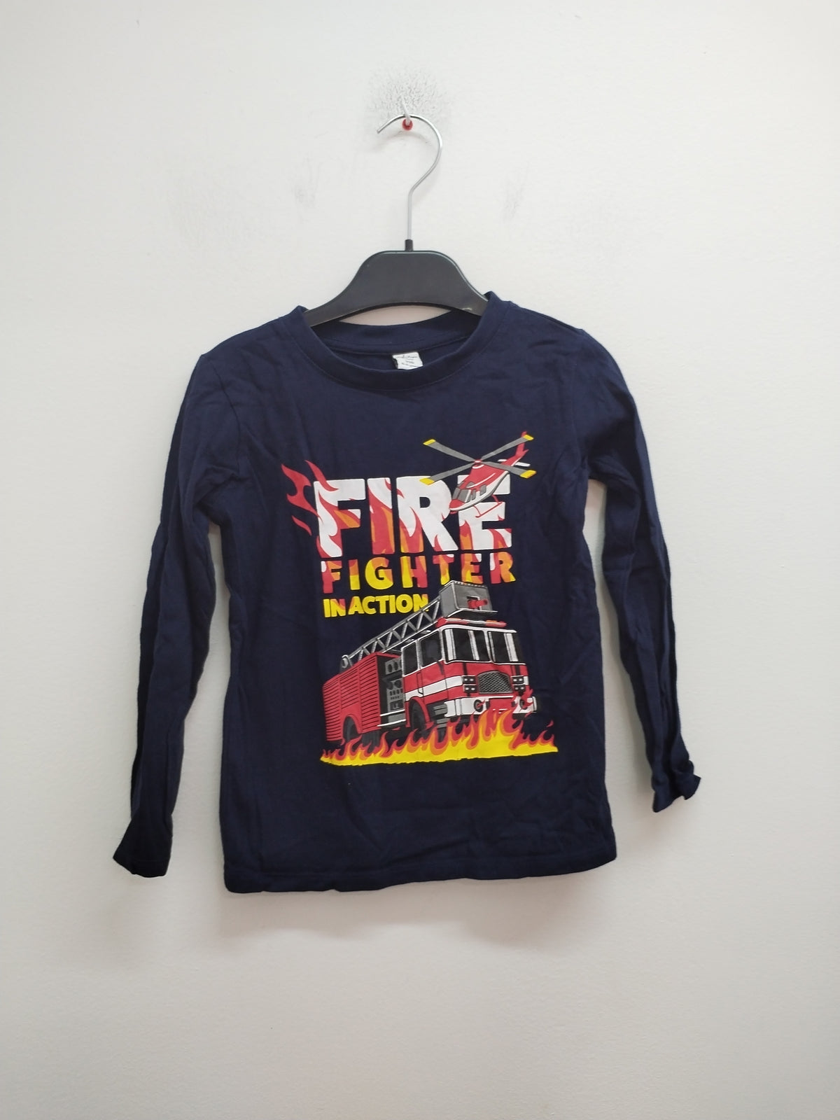 T-shirt manches longues Dopo Dopo marine avec impression pompiers Taille 5/6 Ans