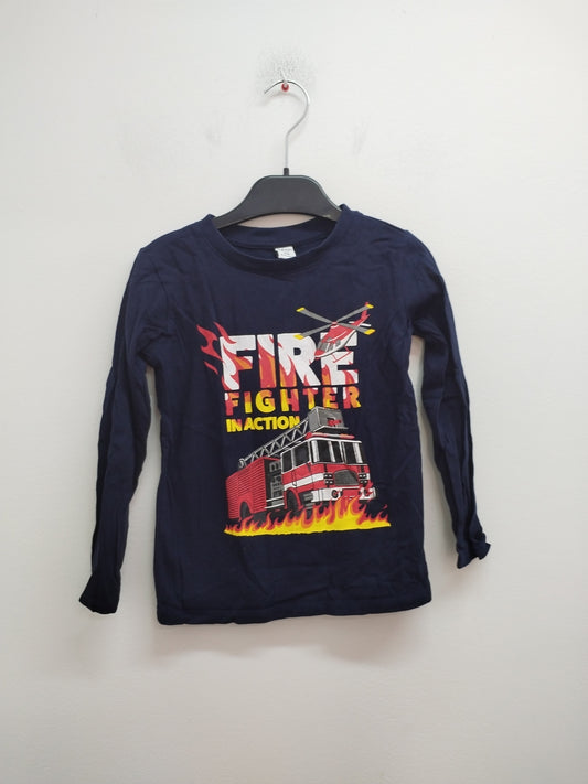 T-shirt manches longues Dopo Dopo marine avec impression pompiers Taille 5/6 Ans