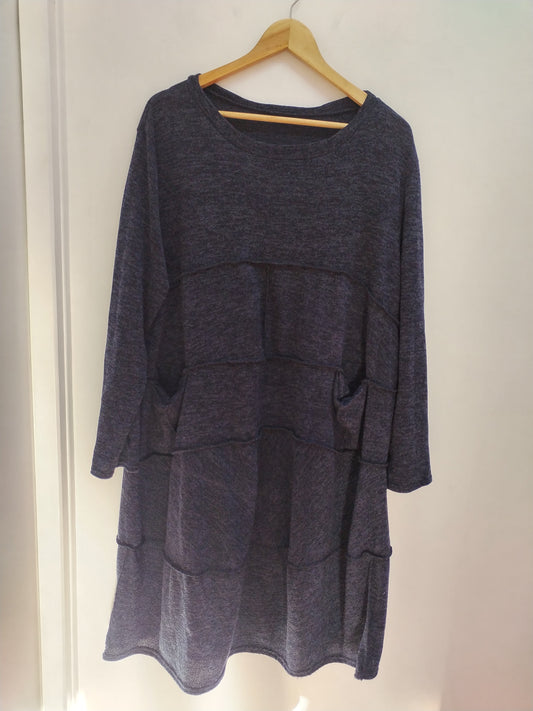 Robe pull manches longues marine chiné Taille 2XL