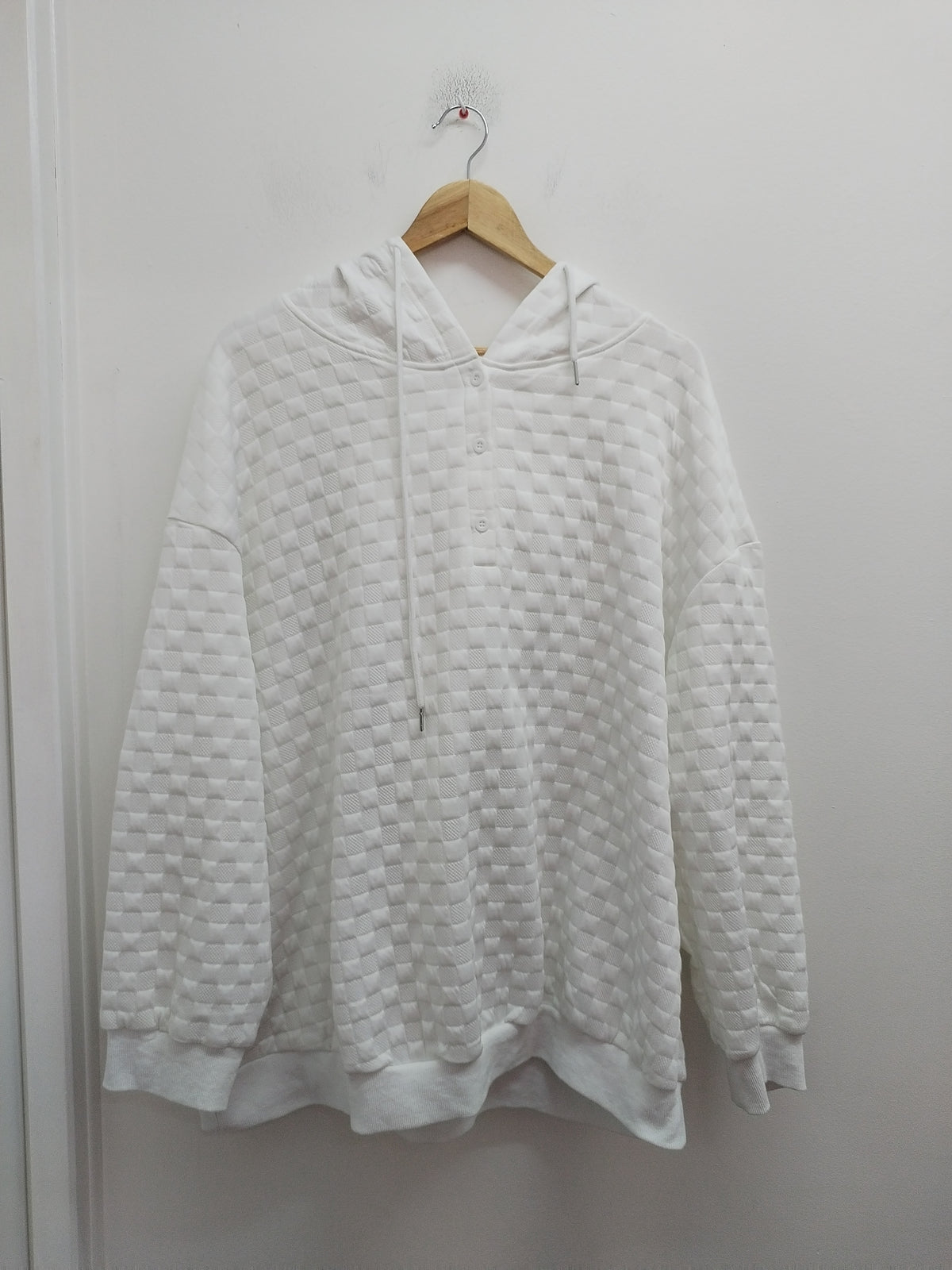 Sweat à capuche Shein blanc texturé Taille 4XL