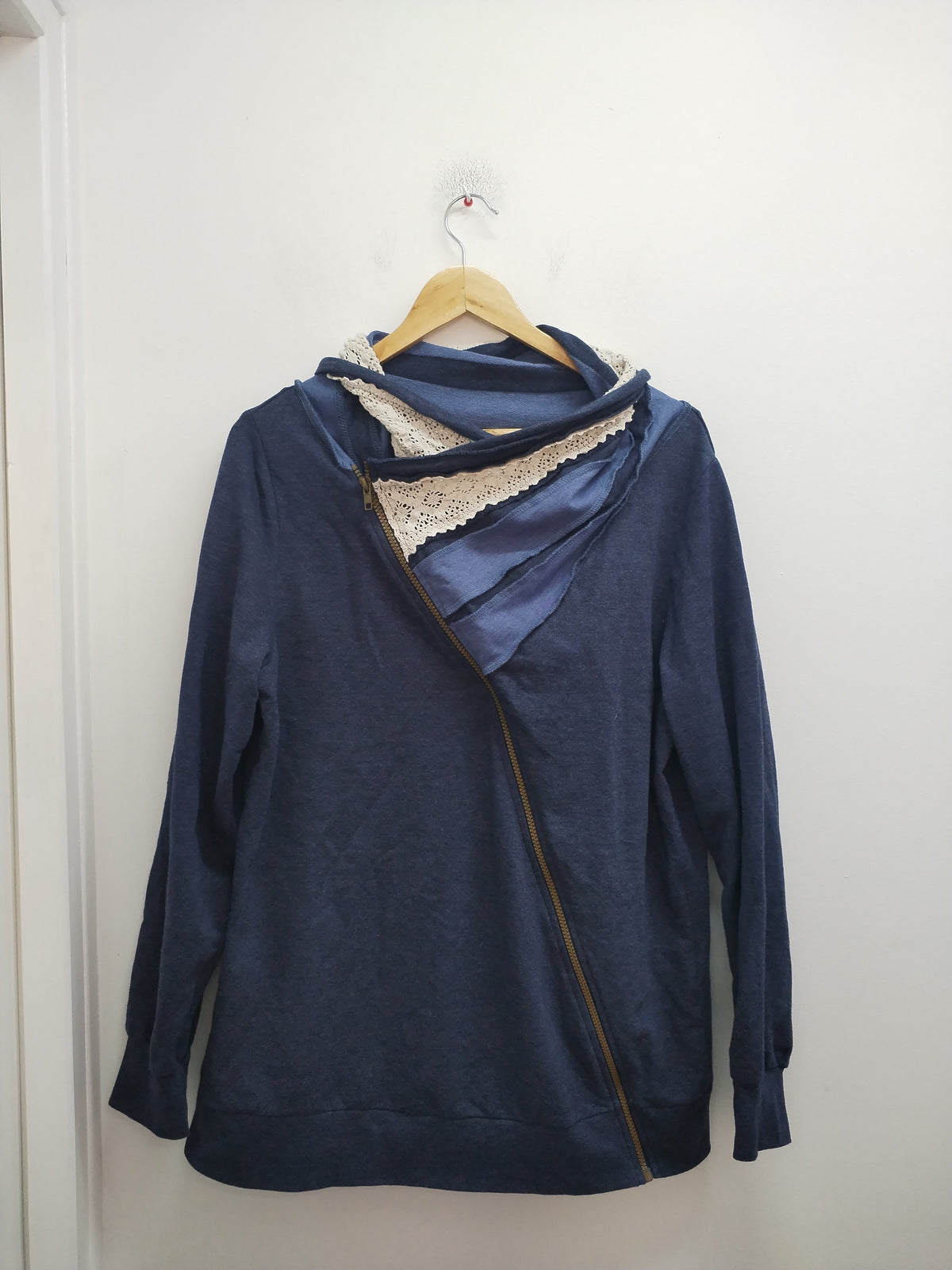 Sweat zippé avec col John Baner marine chiné Taille 46/48