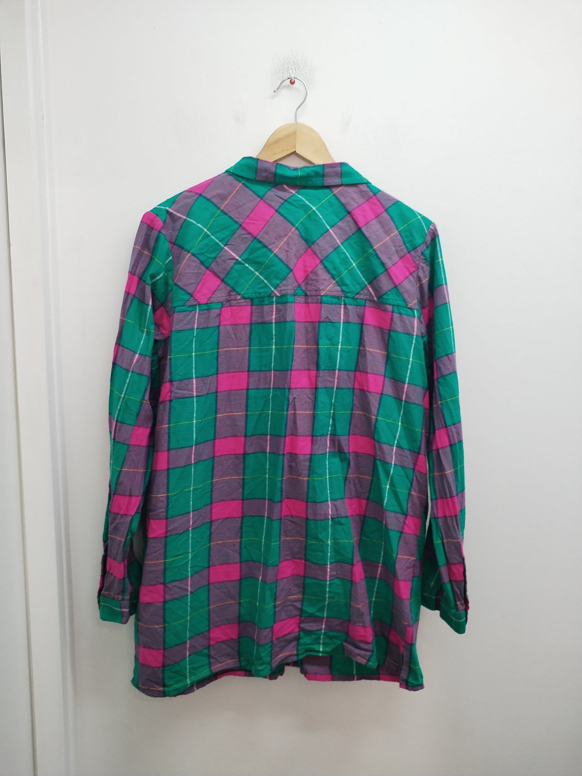 Chemise Bon Prix à carreaux verts et roses Taille 46