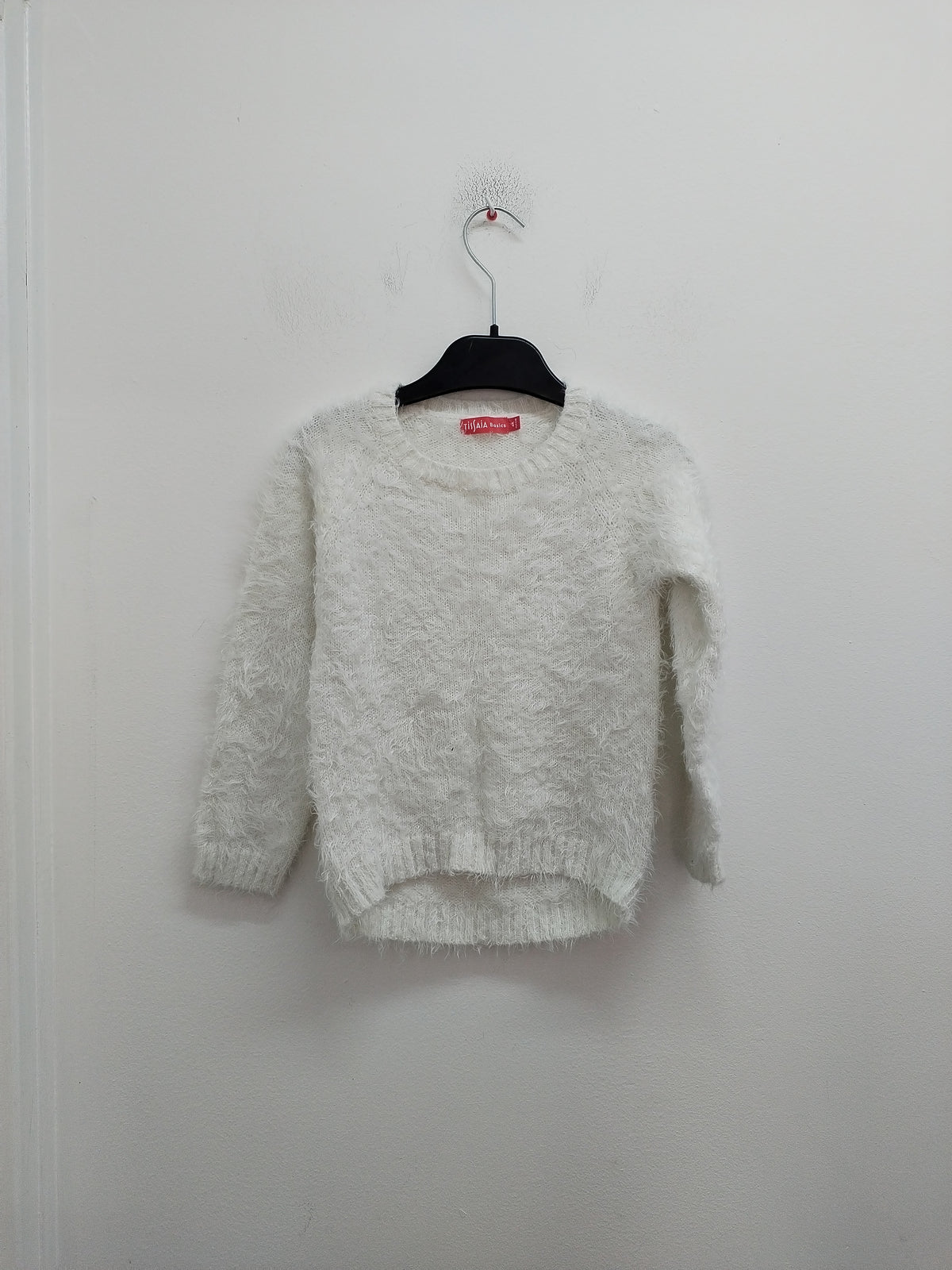 Pull maille poilue Tissaia blanc Taille 4 Ans