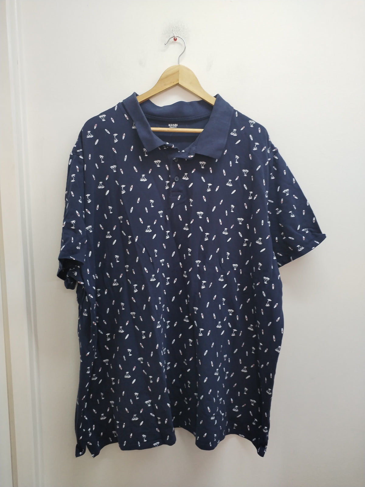 Polo marine avec motifs palmiers et surf Taille 5XL
