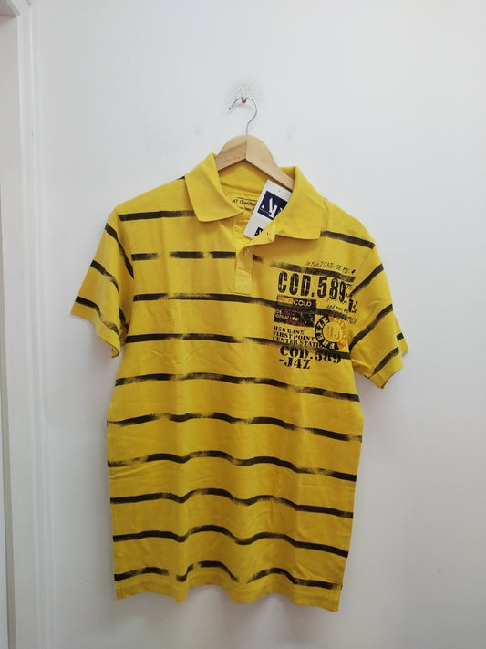 Polo Armand Thiery jaune rayé marron Taille M
