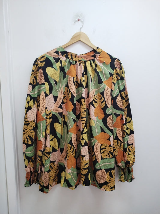 Tunique manches longues Shein à motifs feuilles multicolores Taille 5XL
