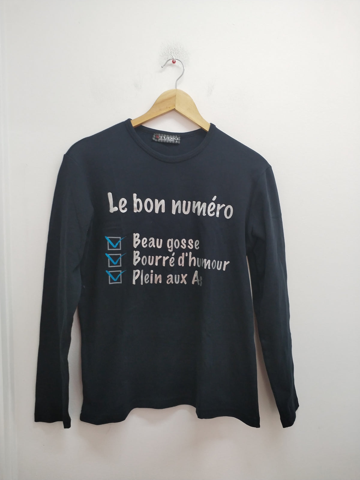 T-shirt manches longues Armand Thiery noir avec impression Taille L