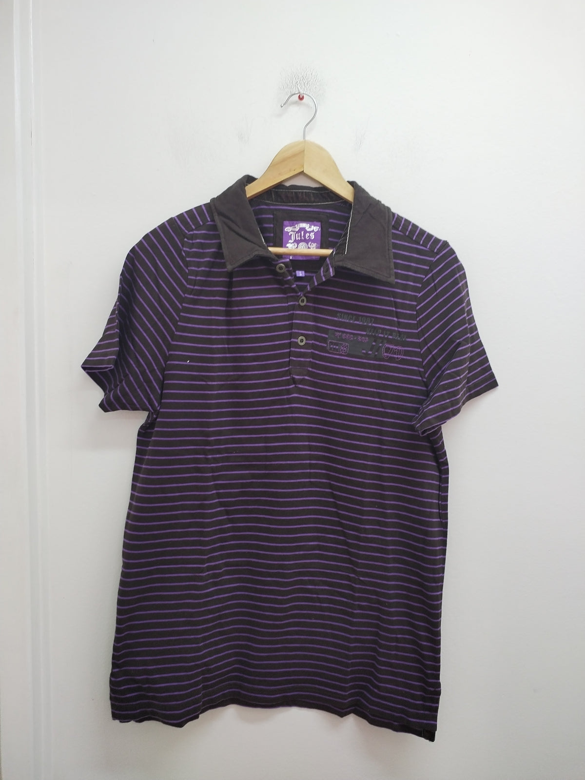 Polo Jules marron rayé violet Taille L
