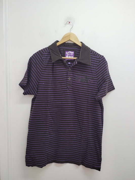 Polo Jules marron rayé violet Taille L