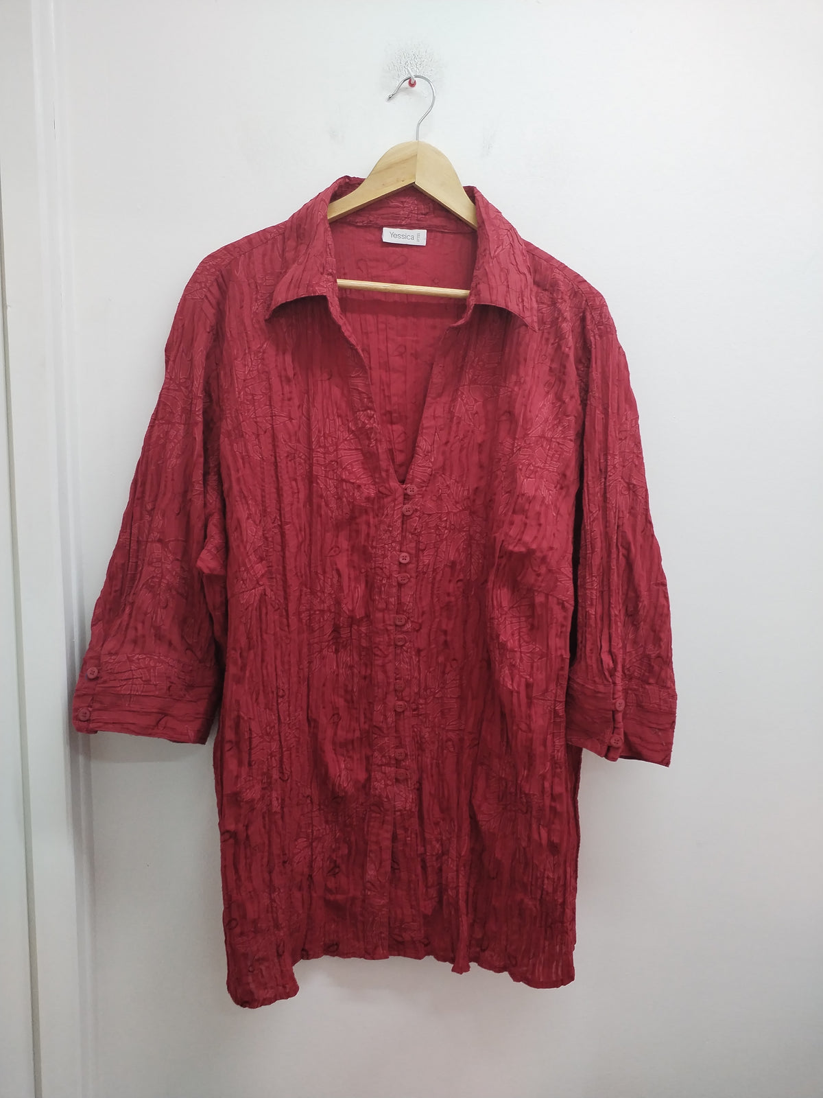 Chemise manches 3/4 Yessica rouge à motifs Taille 56/58