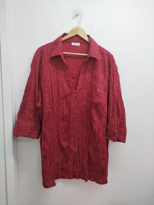 Chemise manches 3/4 Yessica rouge à motifs Taille 56/58