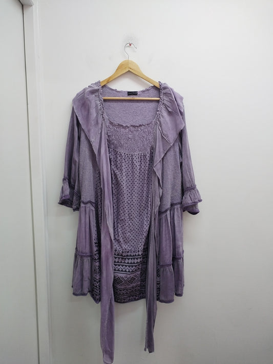 Robe manches 3/4 Piment Rouge lilas à motifs Taille XL