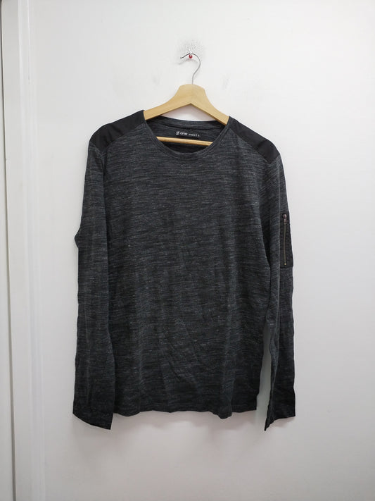T-shirt manches longues Gémo gris anthracite chiné Taille L