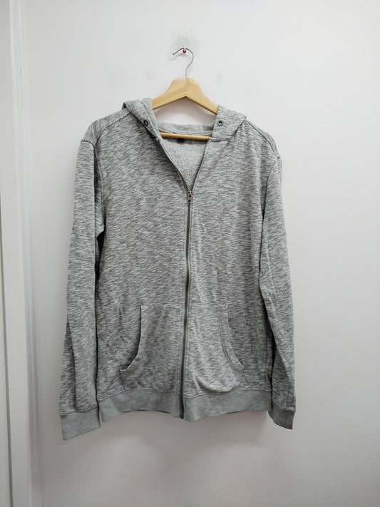 Sweat zippé à capuche Kiabi gris chiné Taille M