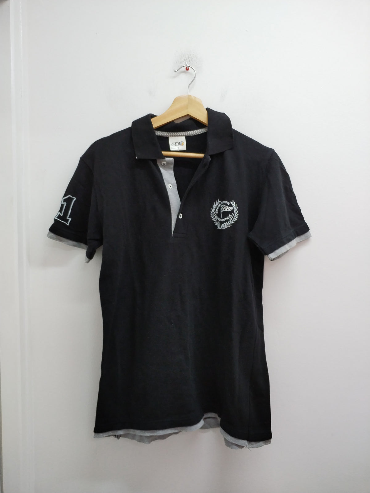 Polo ELF noir et gris Taille M