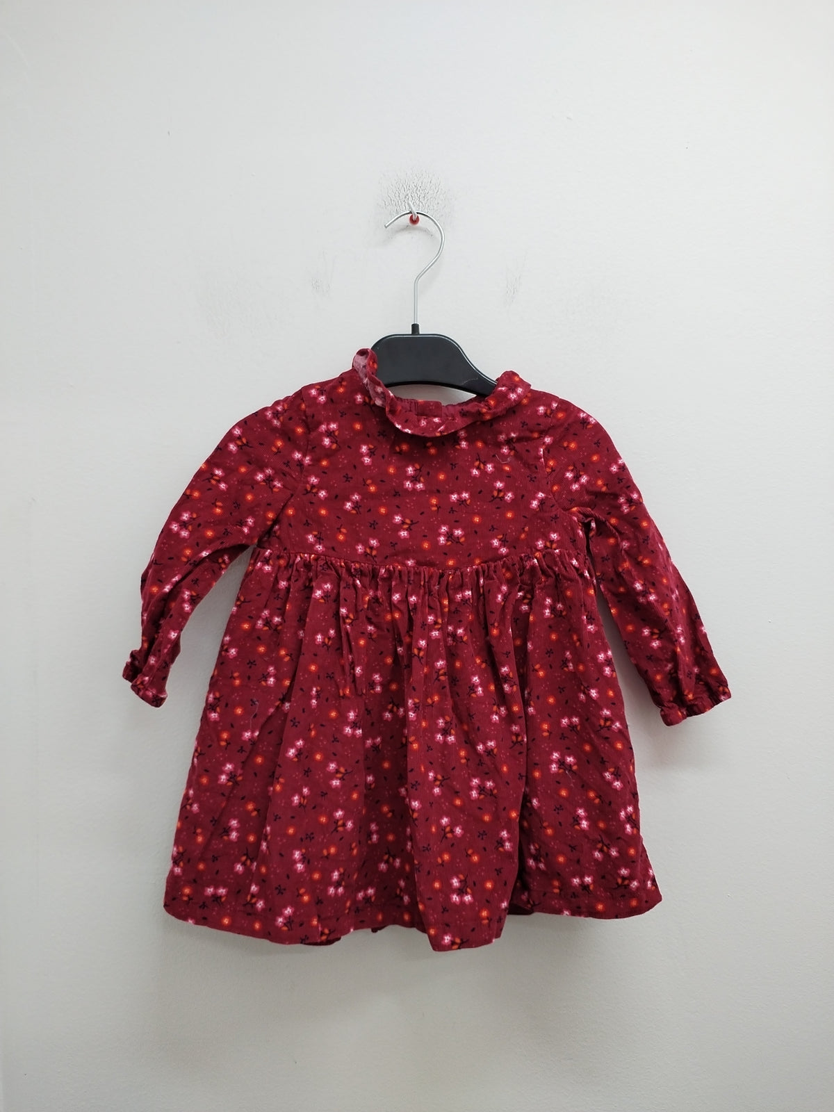 Robe manches longues en velours DPAM bordeaux fleurie Taille 24 Mois