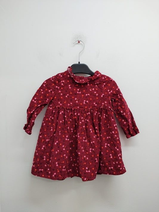 Robe manches longues en velours DPAM bordeaux fleurie Taille 24 Mois