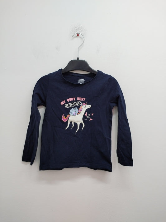 T-shirt manches longues Kiabi marine avec impression Taille 4 Ans