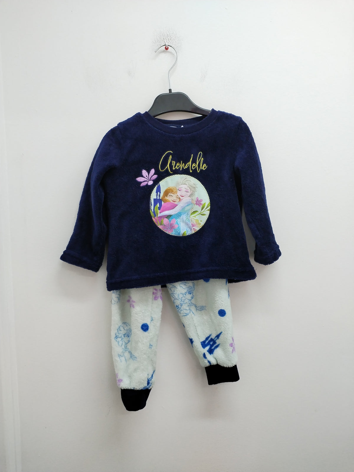 Pyjama polaire 2 pièces La Reine des Neiges marine et bleu clair à motifs Taille 4 Ans