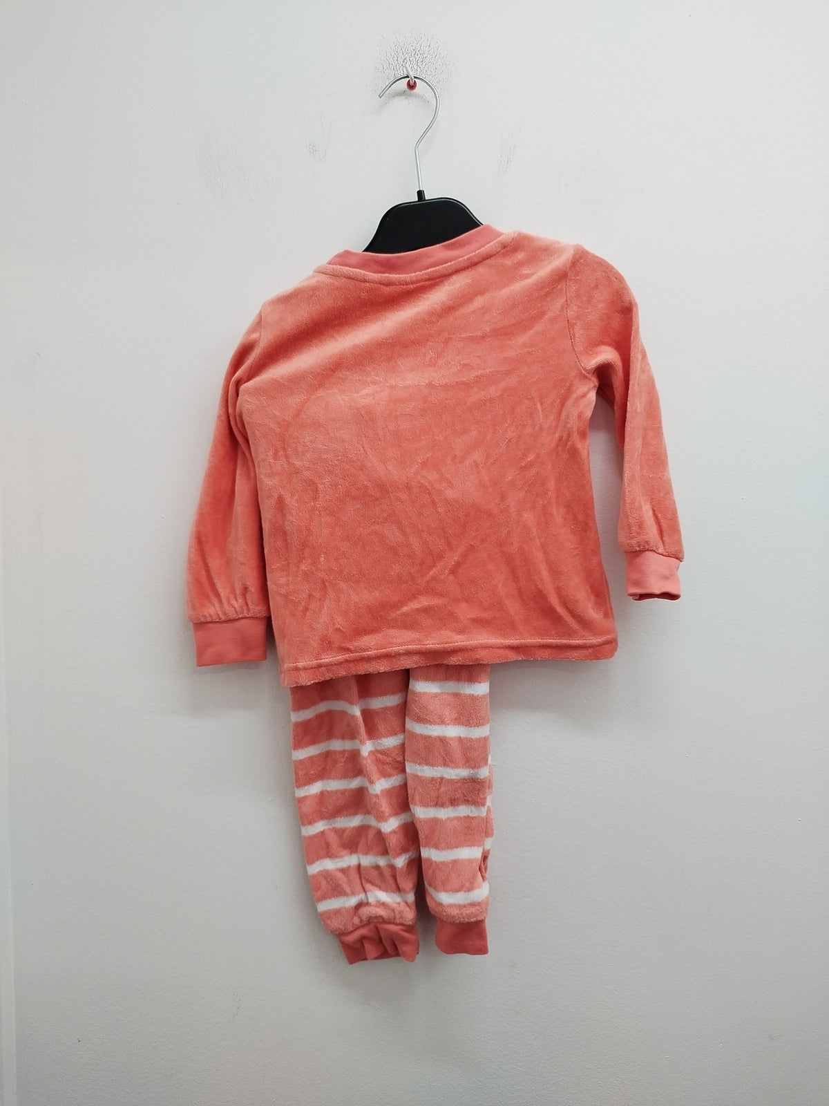 Pyjama velours 2 pièces Pocopiano orange et blanc avec impression Taille 3 Ans