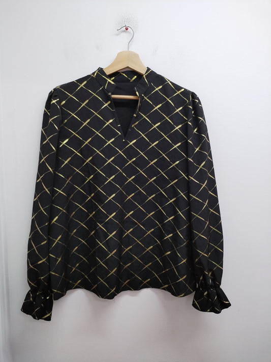 Tunique manches longues Shein noire à motifs dorés Taille L