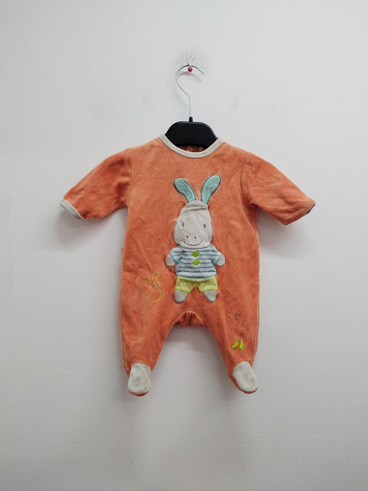 Pyjama velours Kitchoun orange avec broderie Taille 1 Mois