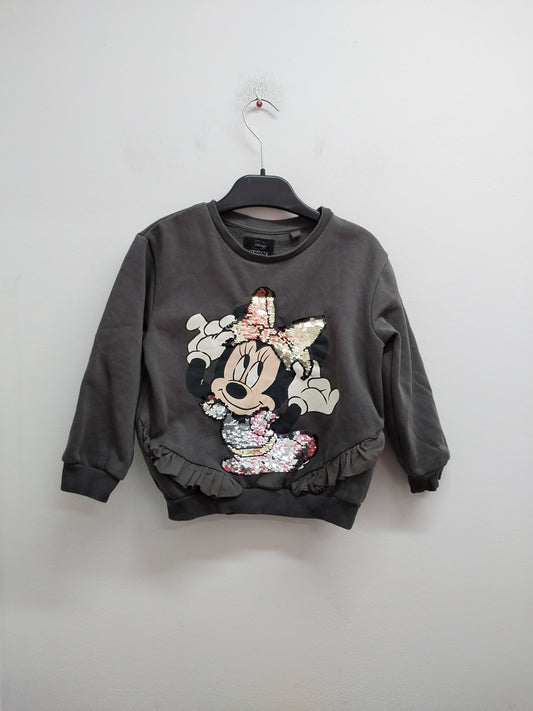 Sweat Disney Minnie Mouse gris anthracite avec impression et sequins Taille 5 Ans