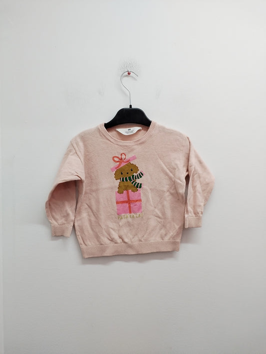 Pull de Noël H&M rose à motifs Taille 2 Ans