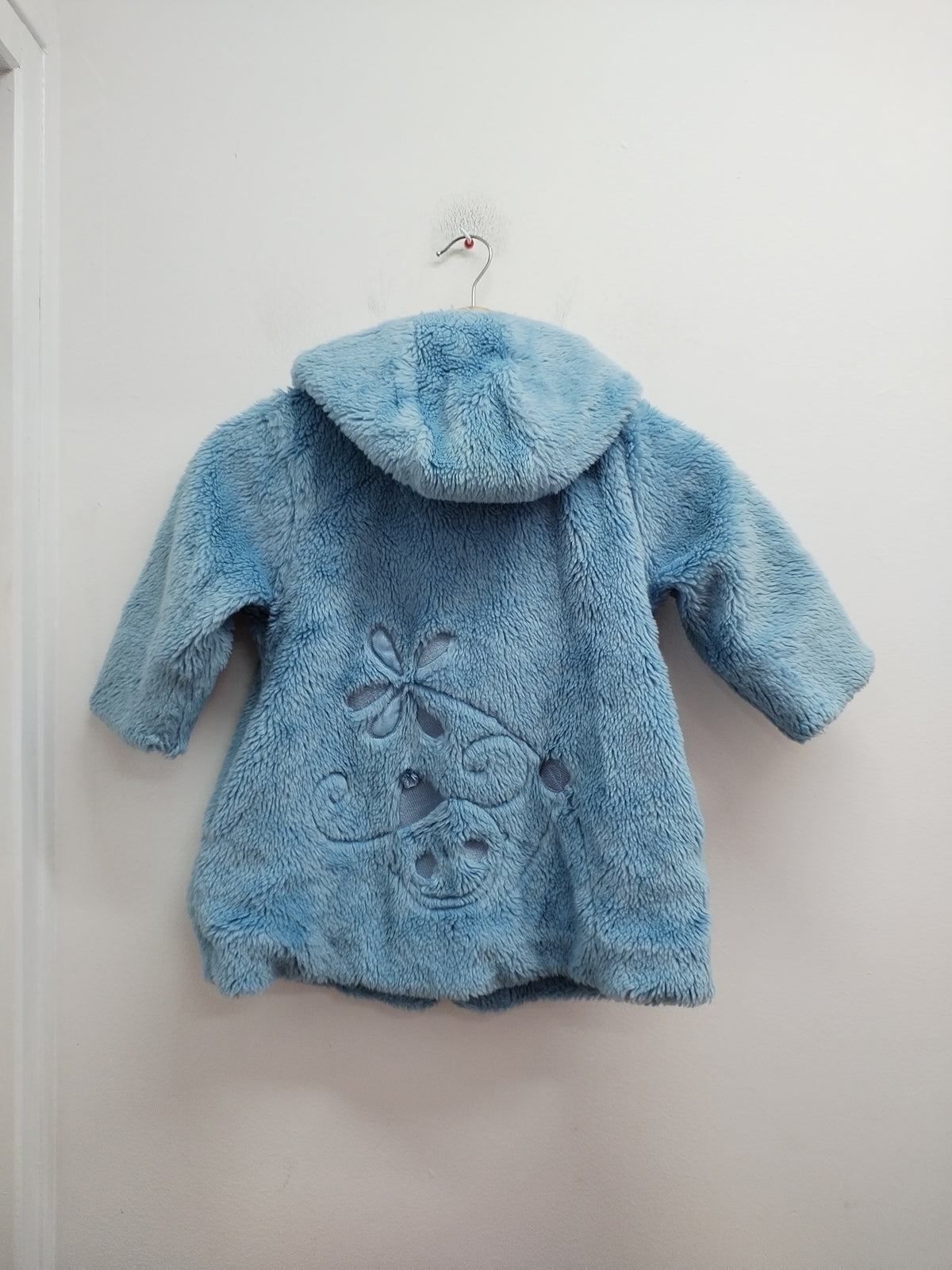 Manteau long avec capuche en fausse fourrure Marèse bleu Taille 2 Ans