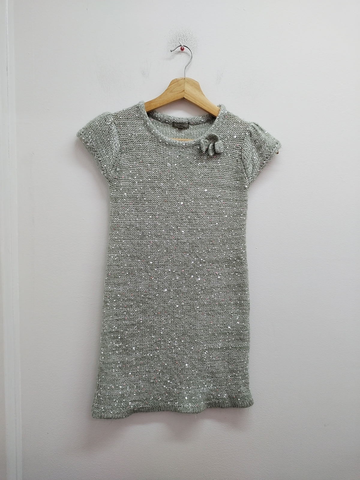 Robe d'hiver manches courtes In Extenso grise avec sequins Taille 8 Ans