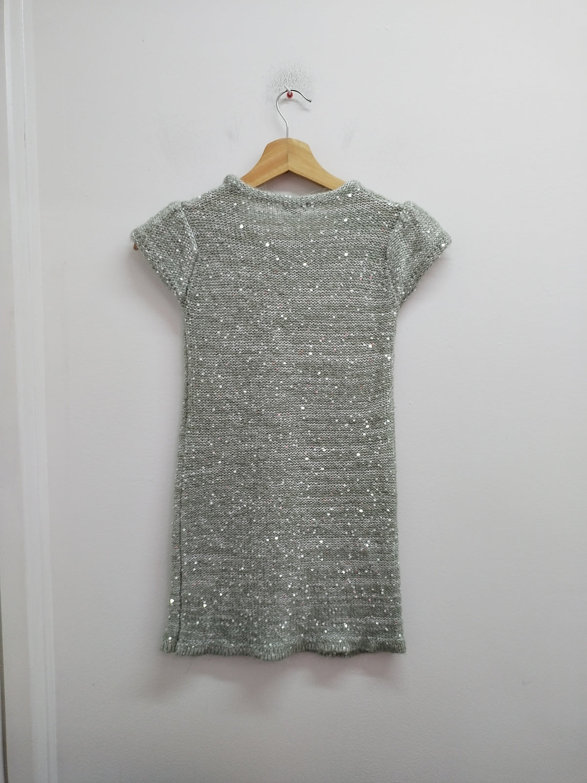 Robe d'hiver manches courtes In Extenso grise avec sequins Taille 8 Ans