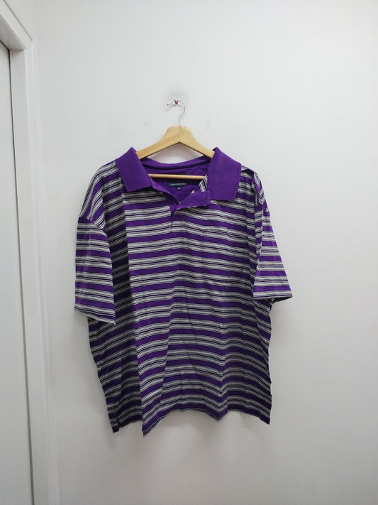 Polo Westbury violet rayé blanc et gris Taille 3XL