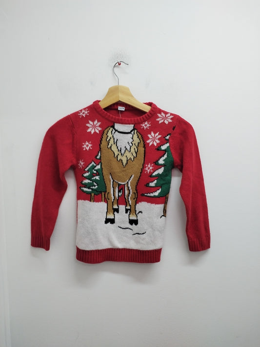 Pull de Noël rouge à motifs Taille 5/6 Ans
