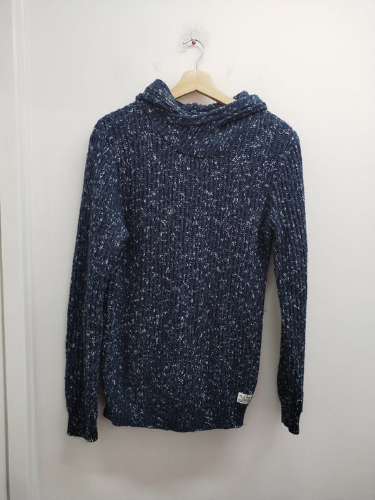 Pull en mailles à capuche Lee Cooper marine chiné Taille 16 Ans